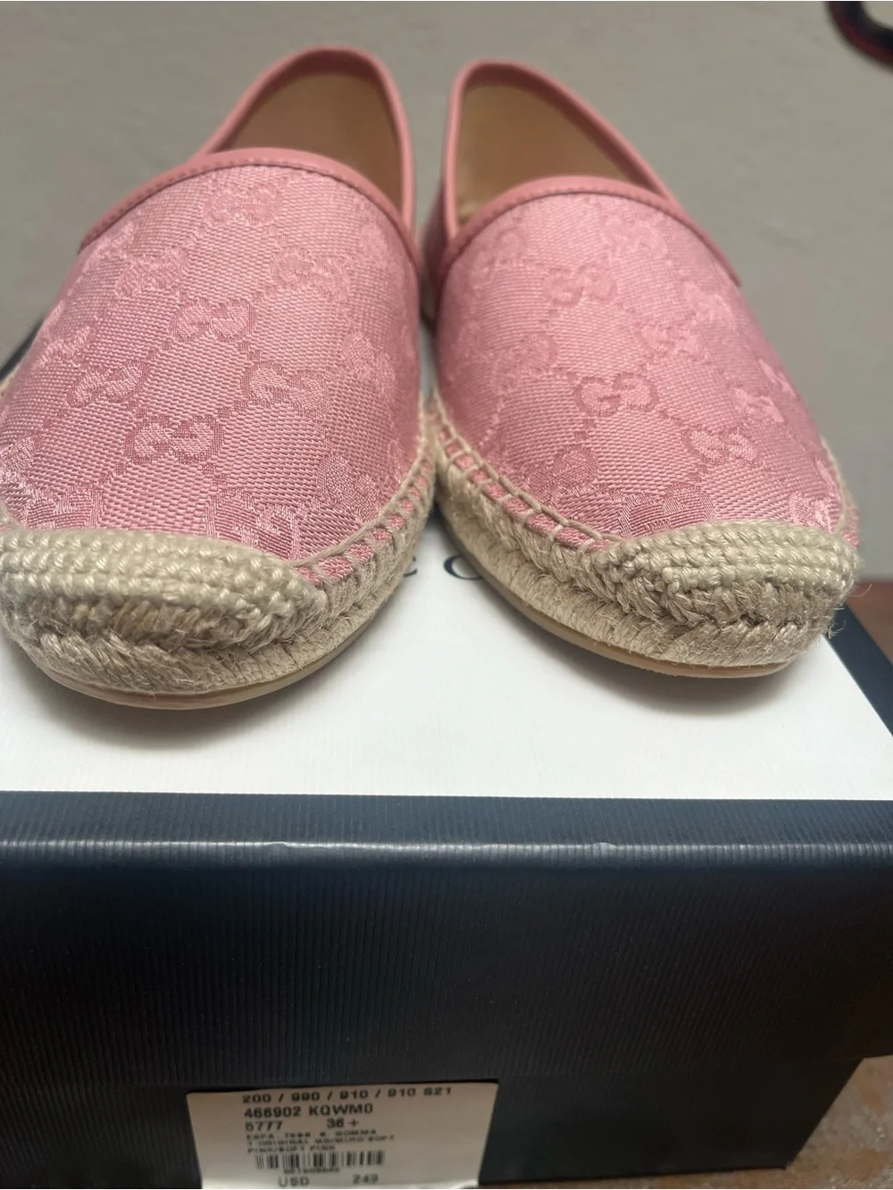 Gucci Rose Pink GG Canvas Espadrilles - Women's Slip-On